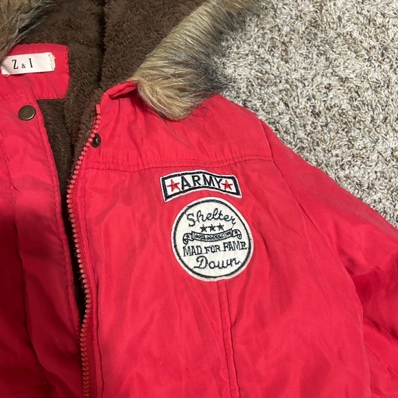 pink winter coat with fuzzy inside - Picture 2 of 3